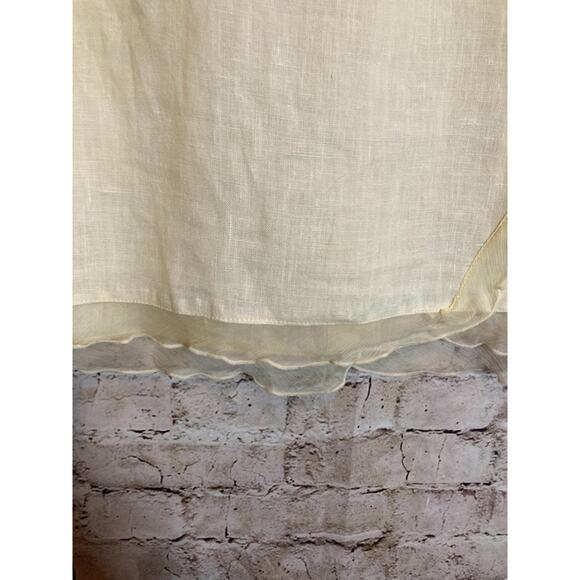 Dear Friends Lagom Top Womens Small Linen Butter Yellow Coquette Romantic Boxy - Picture 5 of 12